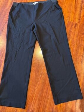 Liz Claiborne Black Straight-Leg Pull-On Trousers